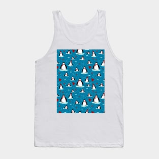 it's cold outside penguins seamless pattern blue Tank Top